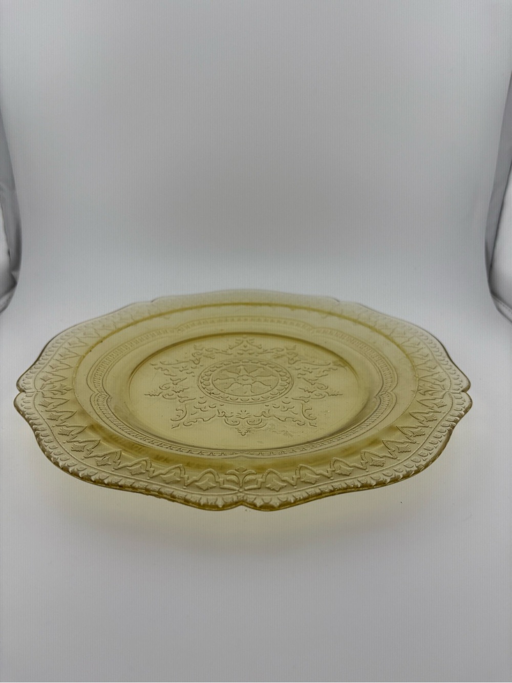 Vintage Amber Depression Federal Glass Patrician Spoke Plates Embossed Design 9”